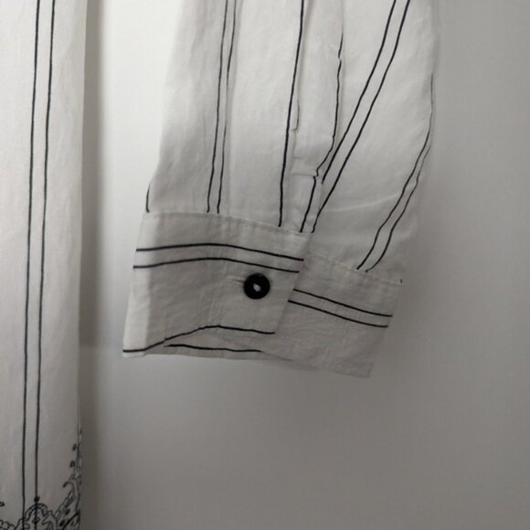 LC Waikiki Classic Striped Button-Up Shirt with Lace Hem - Size 40 - Picture 3 of 7